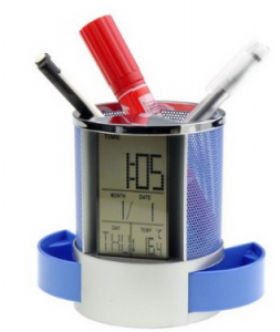 pencil holder alarm clock
