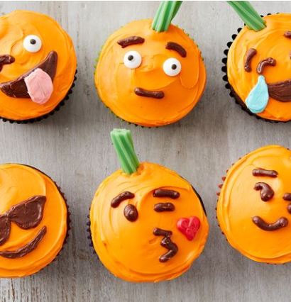 pumpkin emoji cupcakes betty crocker darlene michaud